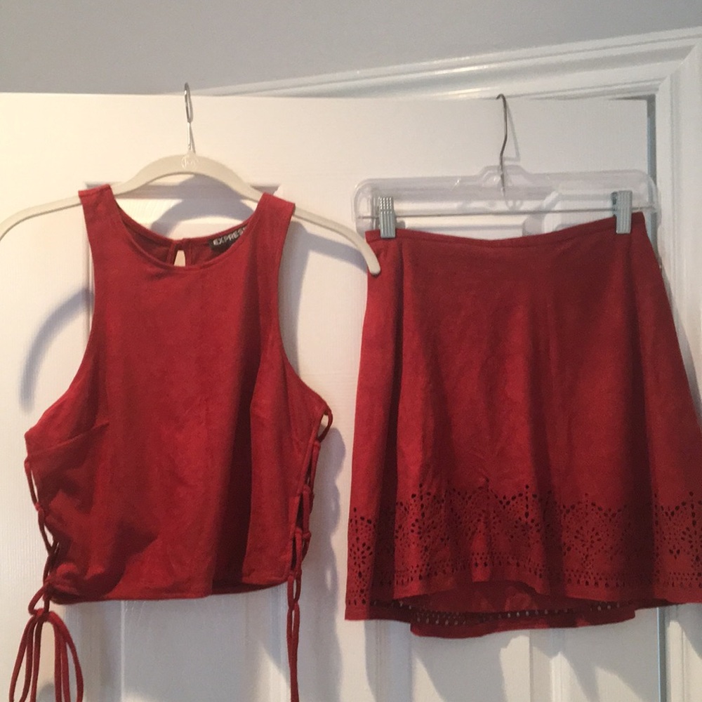 Express Two piece Shirt/Skirt Suede combo